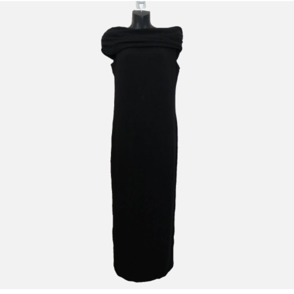 Reformation size Medium Josefina Off the Shoulder Knit Black Maxi Dress NEW